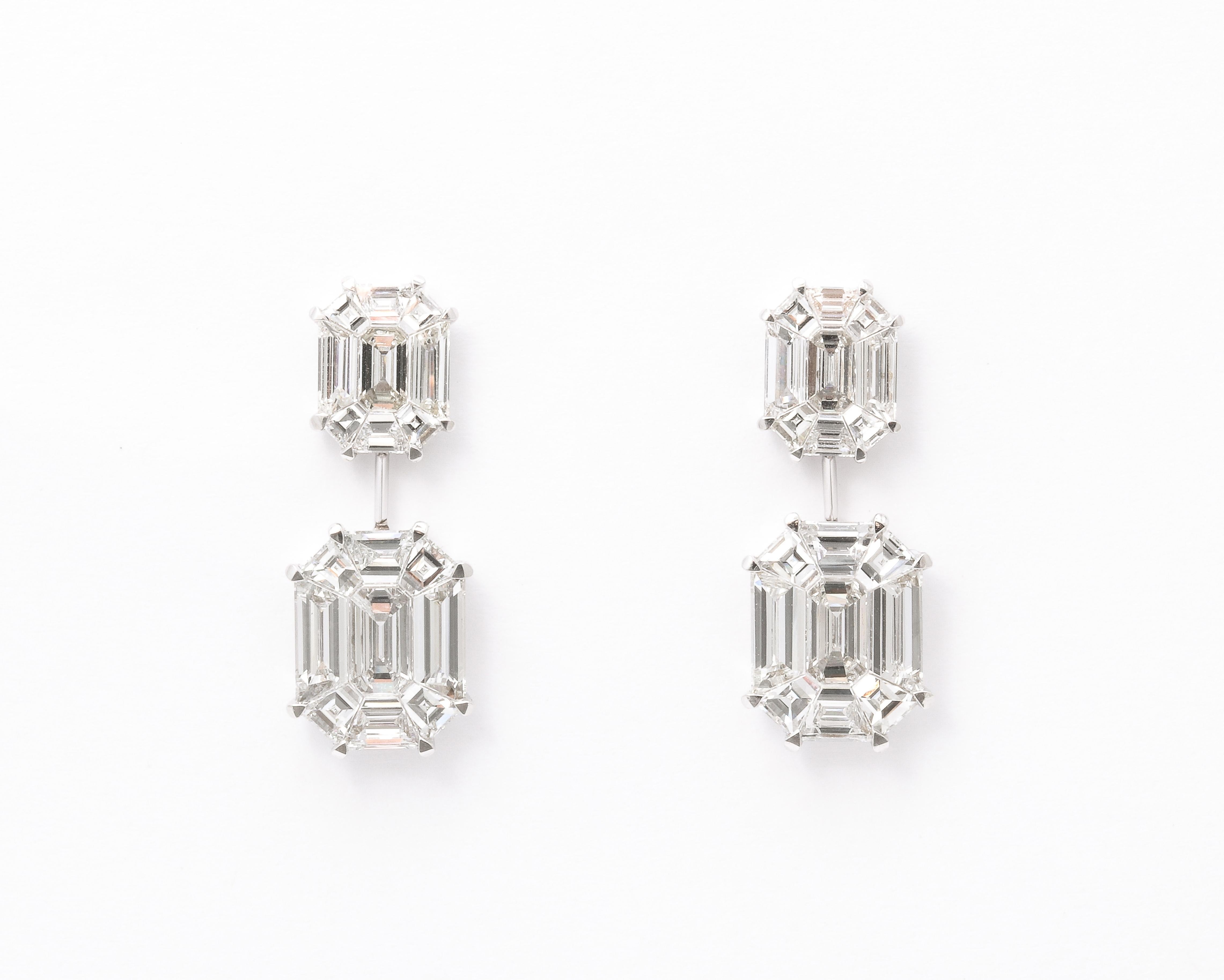 emerald cut earrings drop