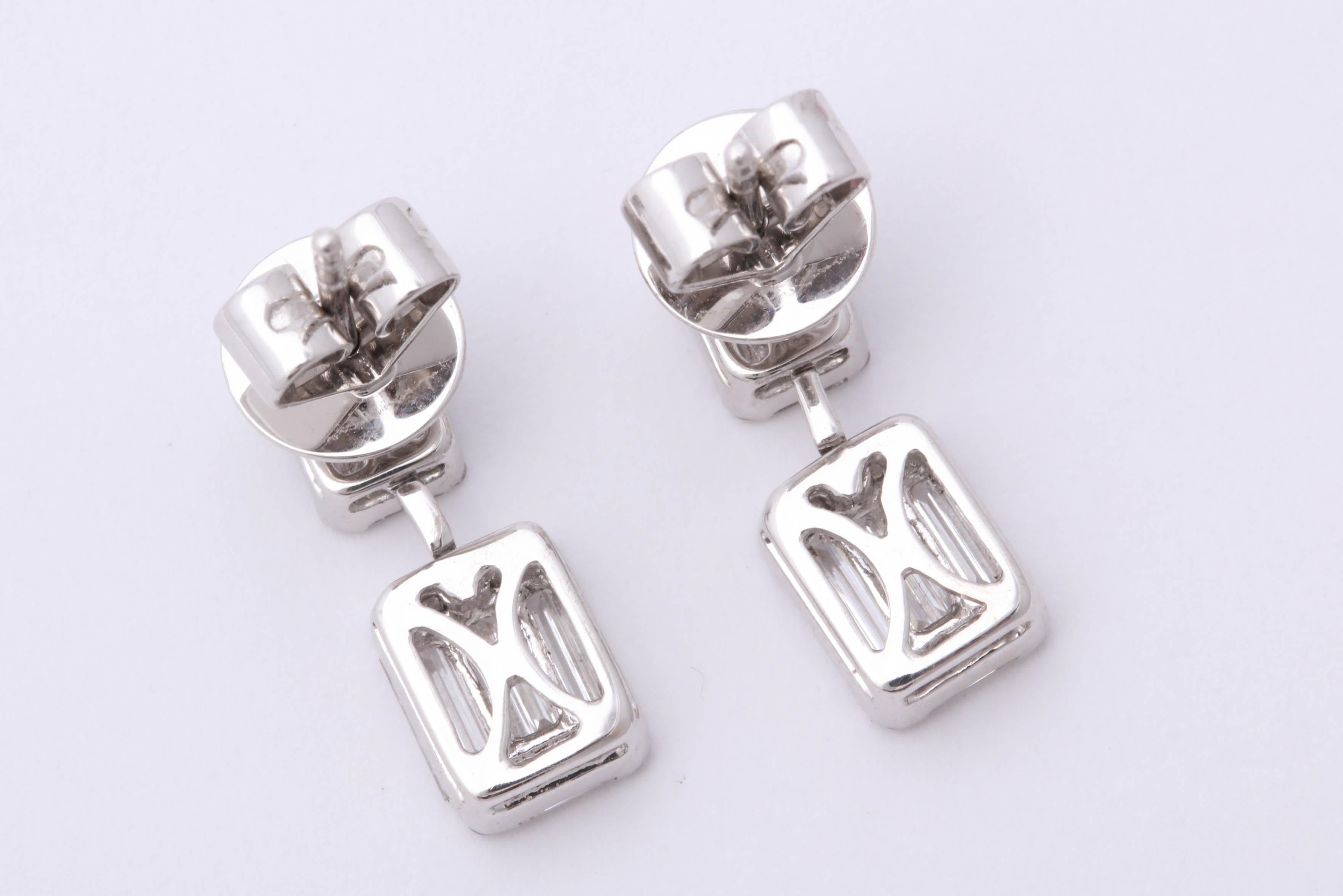 Smaragdschliff-Illusion-Diamant-Tropfen-Ohrring Damen im Angebot