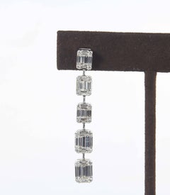 Emerald Cut Illusion Diamond Drop Earrings