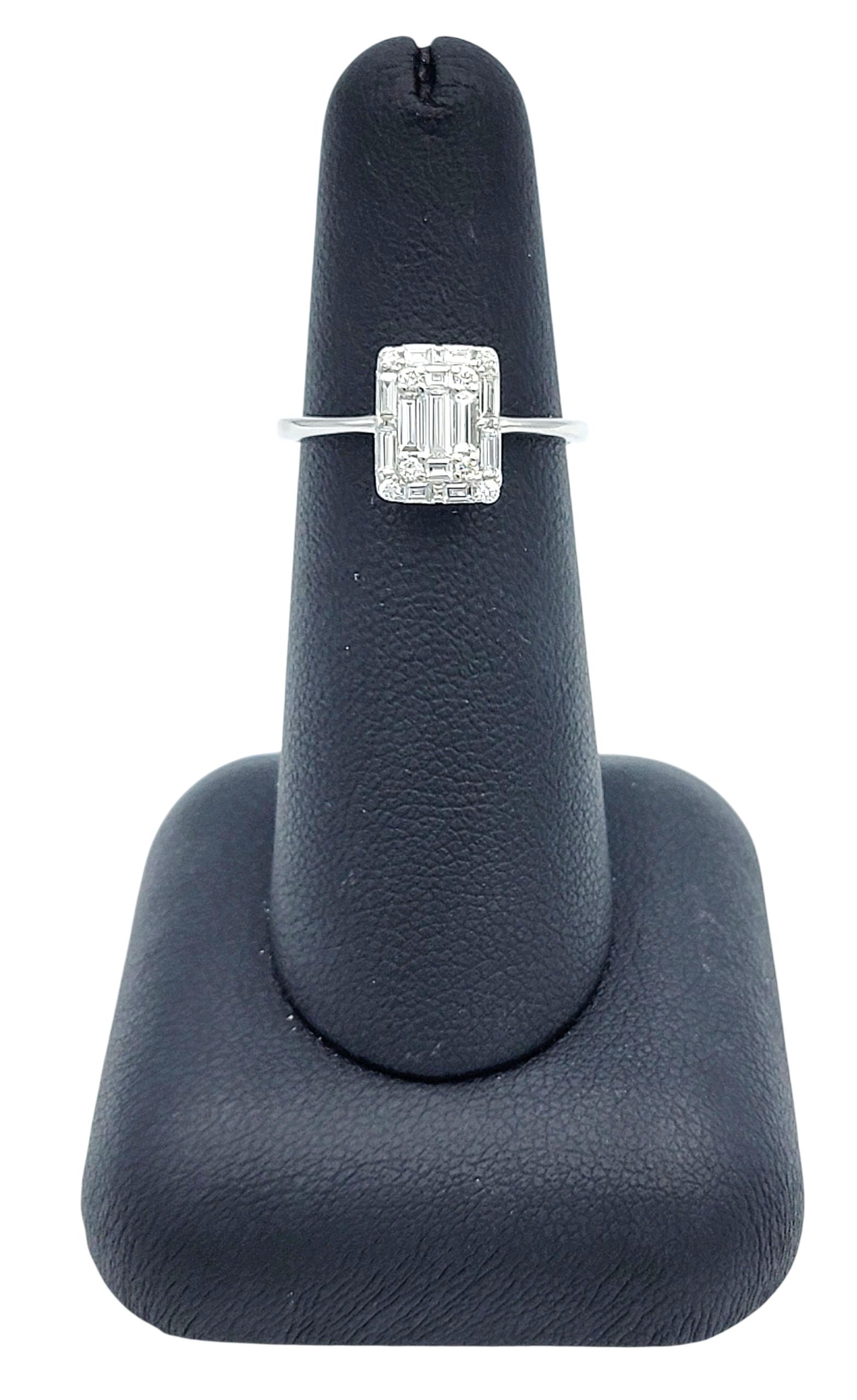 Smaragdschliff-Illusions-Diamant-Verlobungsring in 14 Karat Weißgold im Angebot 6