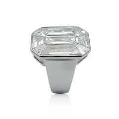 Emerald Cut Illusion Diamond Solitaire Ring in 18 Karat Gold