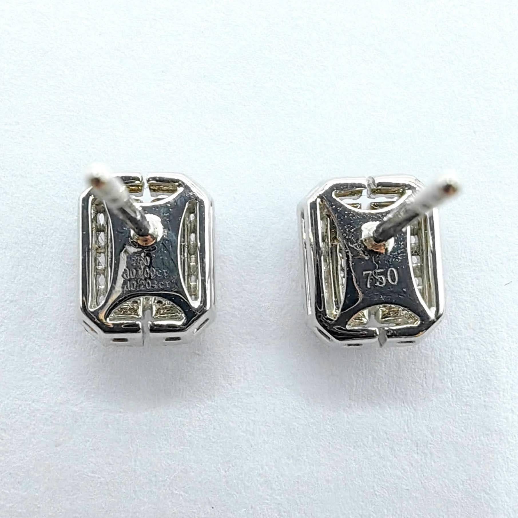 Smaragdschliff-Illusion runder Diamant Oktagon Halo Ohrstecker aus 18K Weißgold im Angebot 5