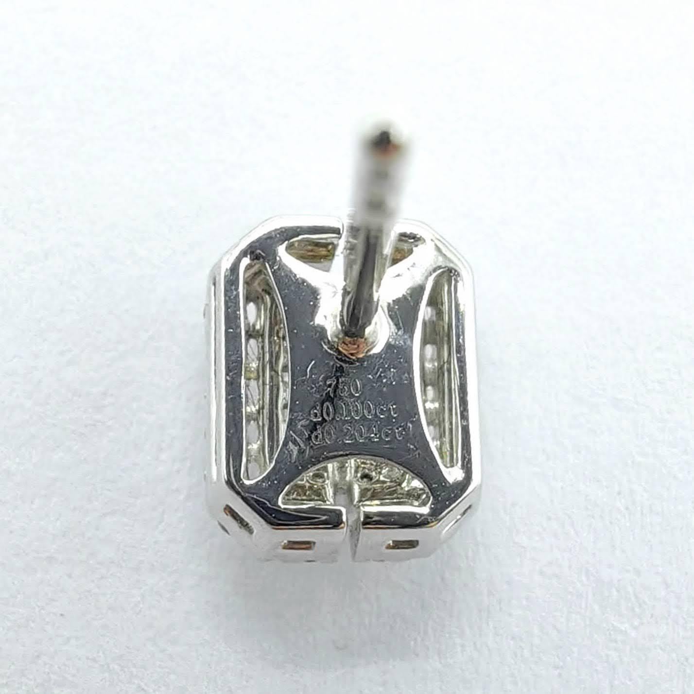 Smaragdschliff-Illusion runder Diamant Oktagon Halo Ohrstecker aus 18K Weißgold im Angebot 2