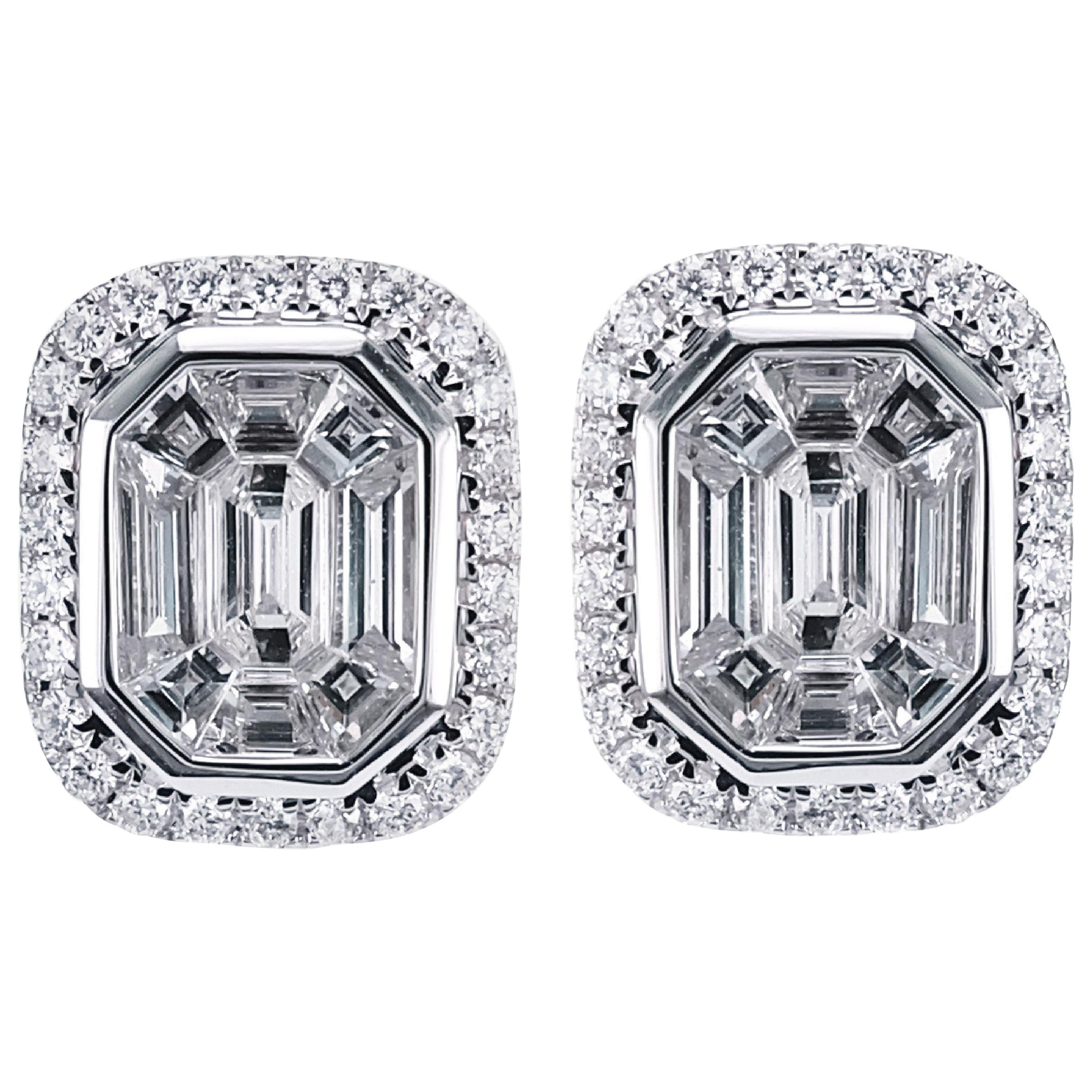 Emerald Cut Invisible Setting 2 Carat Outlook Each Head Turner Earring