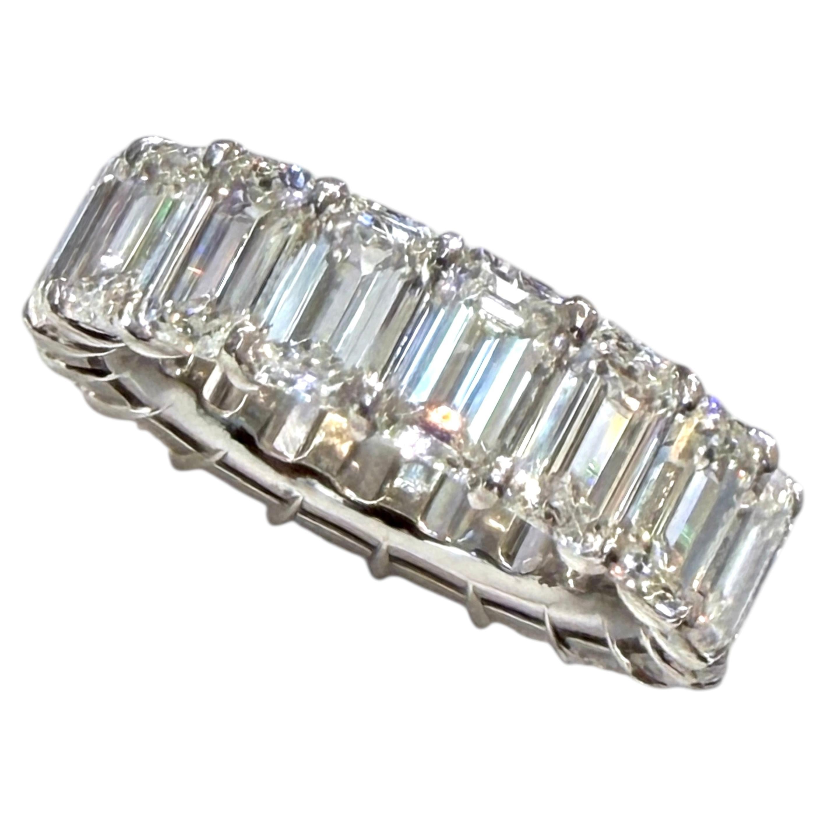 Emerald Cut Diamond Eternity Band, Platinum, 9.80 Carats, Wedding Ring