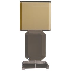 Large Lucite Gem Table lamp with Acrylic Shade 1970's