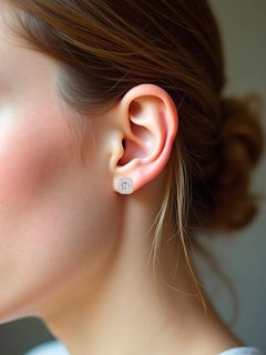 Emerald cut moissanite halo earrings studs