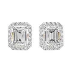 Emerald cut moissanite halo earrings studs