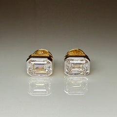 Emerald Cut Moissanite Solitaire Earing For Women Valentine Gift 925 Silver.