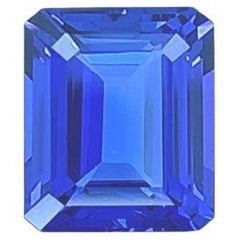 Bijoux en pierre précieuse non sertie avec tanzanite bleue naturelle taille émeraude AAA de 12,63 carats