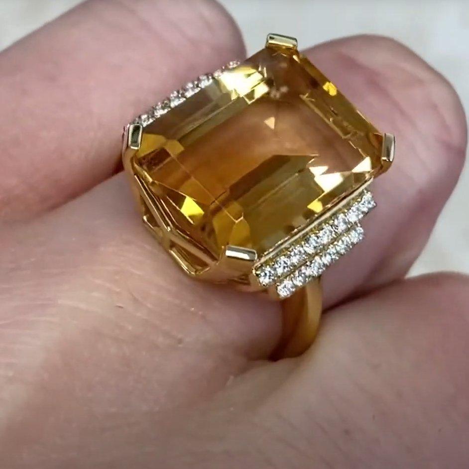 De las mujeres Anillo de cóctel de citrino natural talla esmeralda (aprox. 11,30 quilates), oro amarillo de 18k en venta