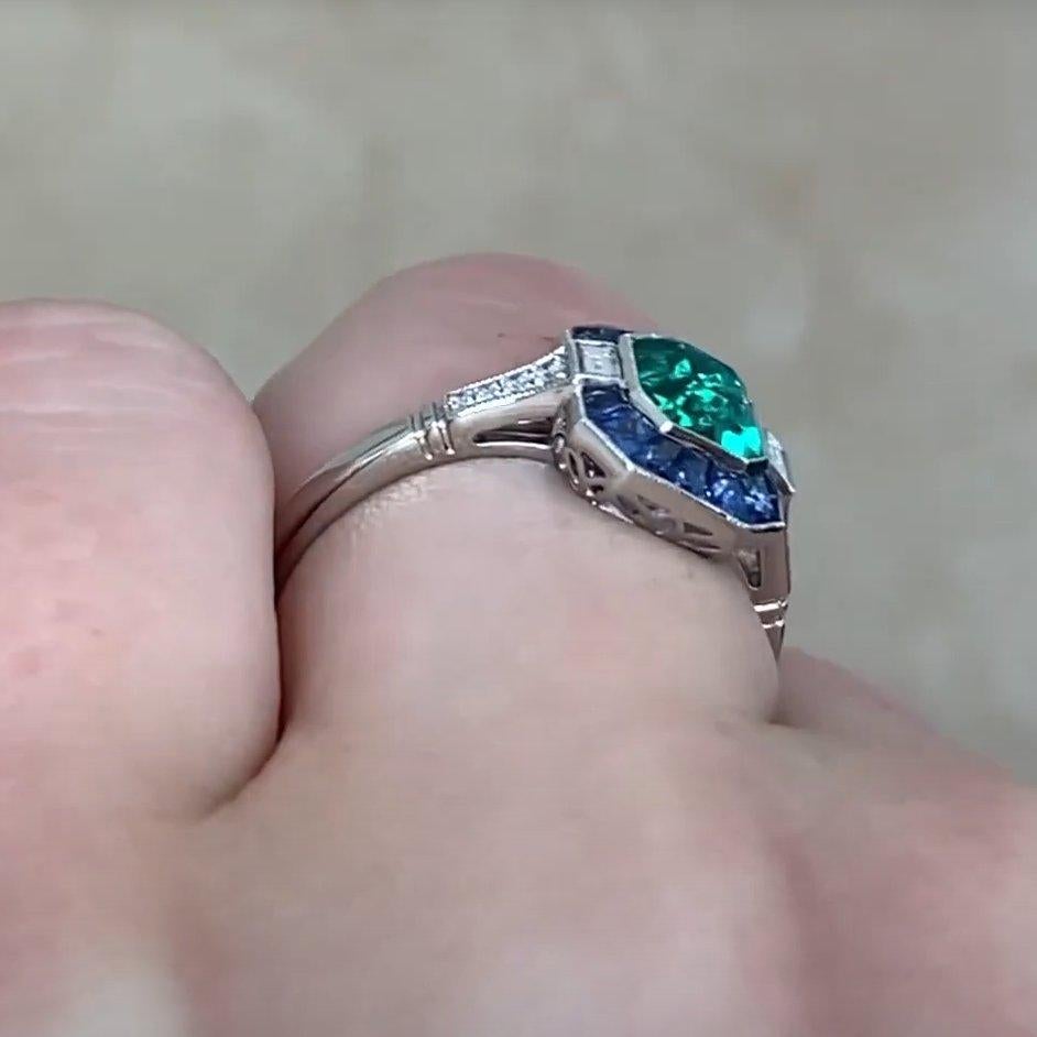 Anillo Esmeralda Colombiana Natural Corte Esmeralda (Gubelina Aprox 0,90 Quilates) Platino Corte esmeralda en venta