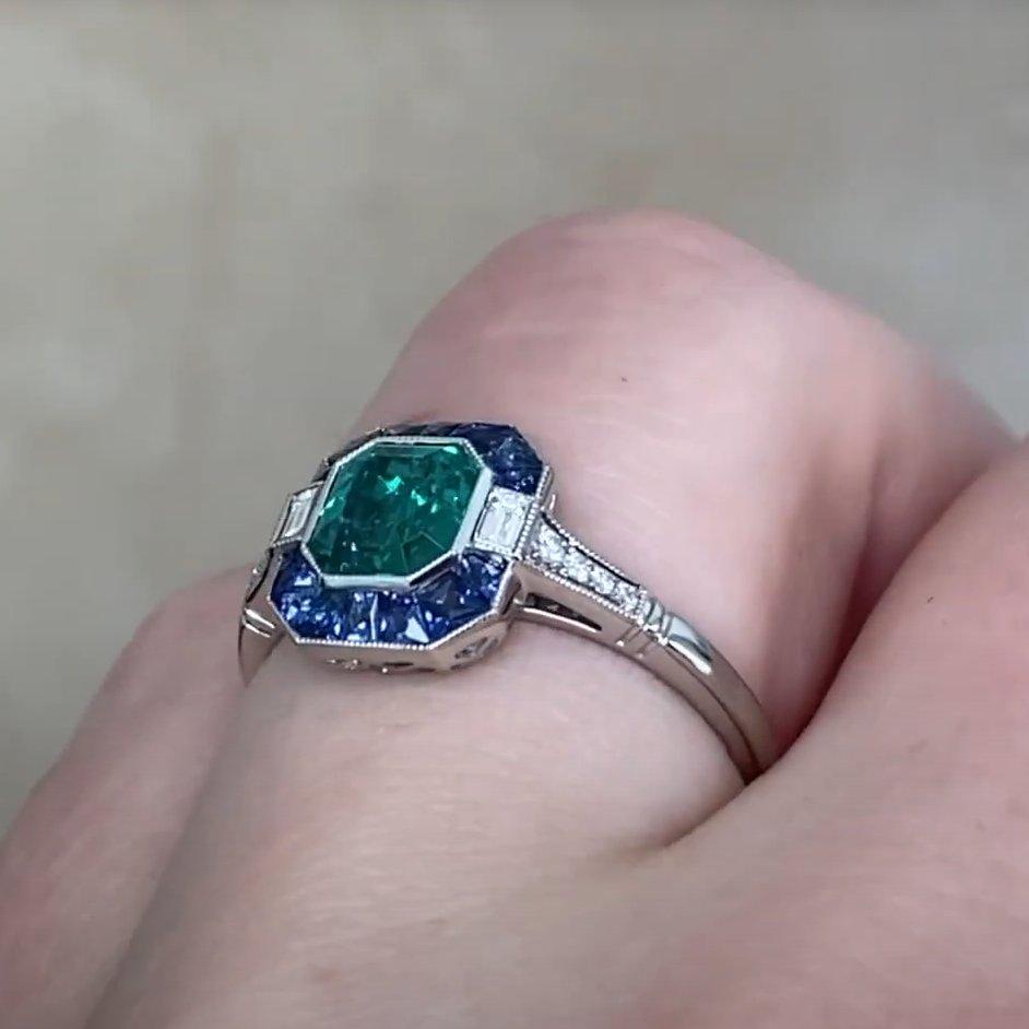 De las mujeres Anillo Esmeralda Colombiana Natural Corte Esmeralda (Gubelina Aprox 0,90 Quilates) Platino en venta