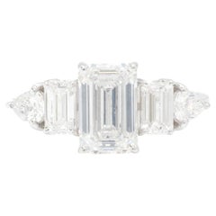 Emerald Cut Natural Diamond Promise Ring in 14K Solid Gold (Certified)
