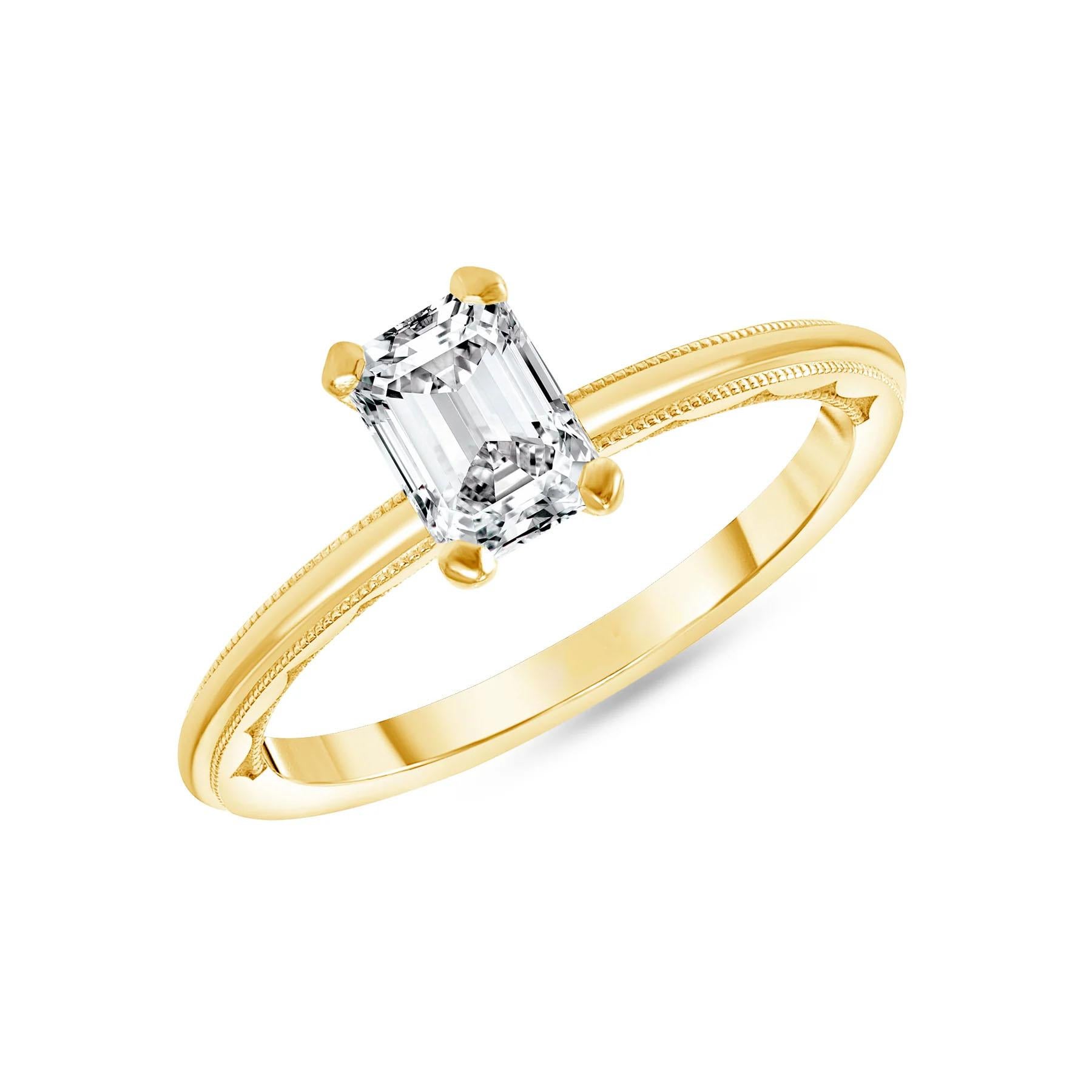 For Sale:  Imani's Solitaire Engagement Ring With Millgrain 2