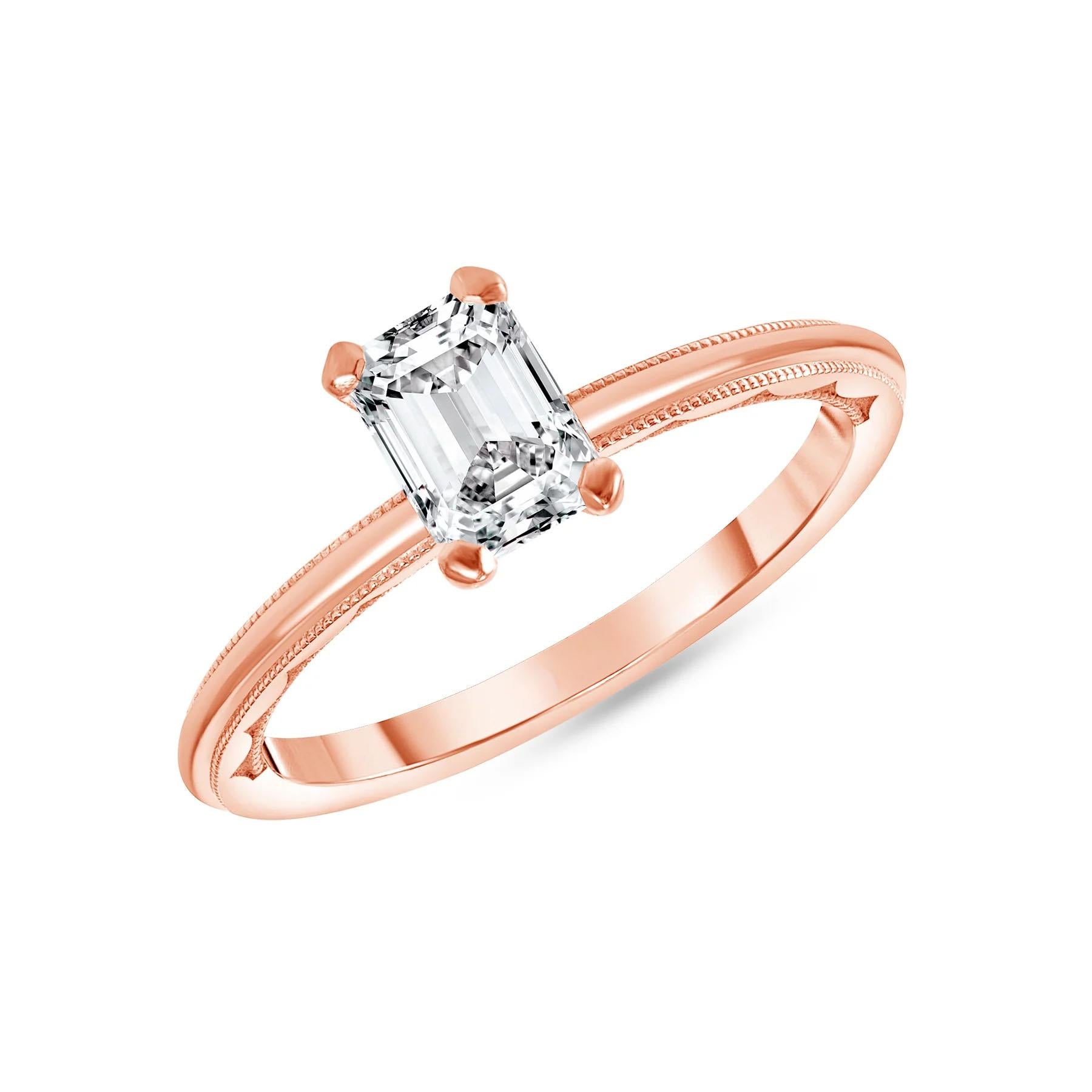 For Sale:  Imani's Solitaire Engagement Ring With Millgrain 3