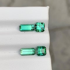 Tourmaline naturelle vert menthe, taille émeraude, pour boucles d'oreilles, 7 mm