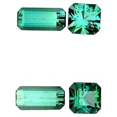 Tourmaline naturelle vert menthe, taille émeraude, pour boucles d'oreilles, 7 mm