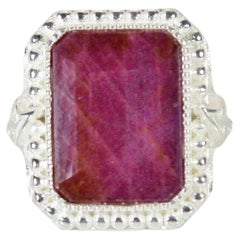 Emerald Cut Natural Pink Ruby Ring