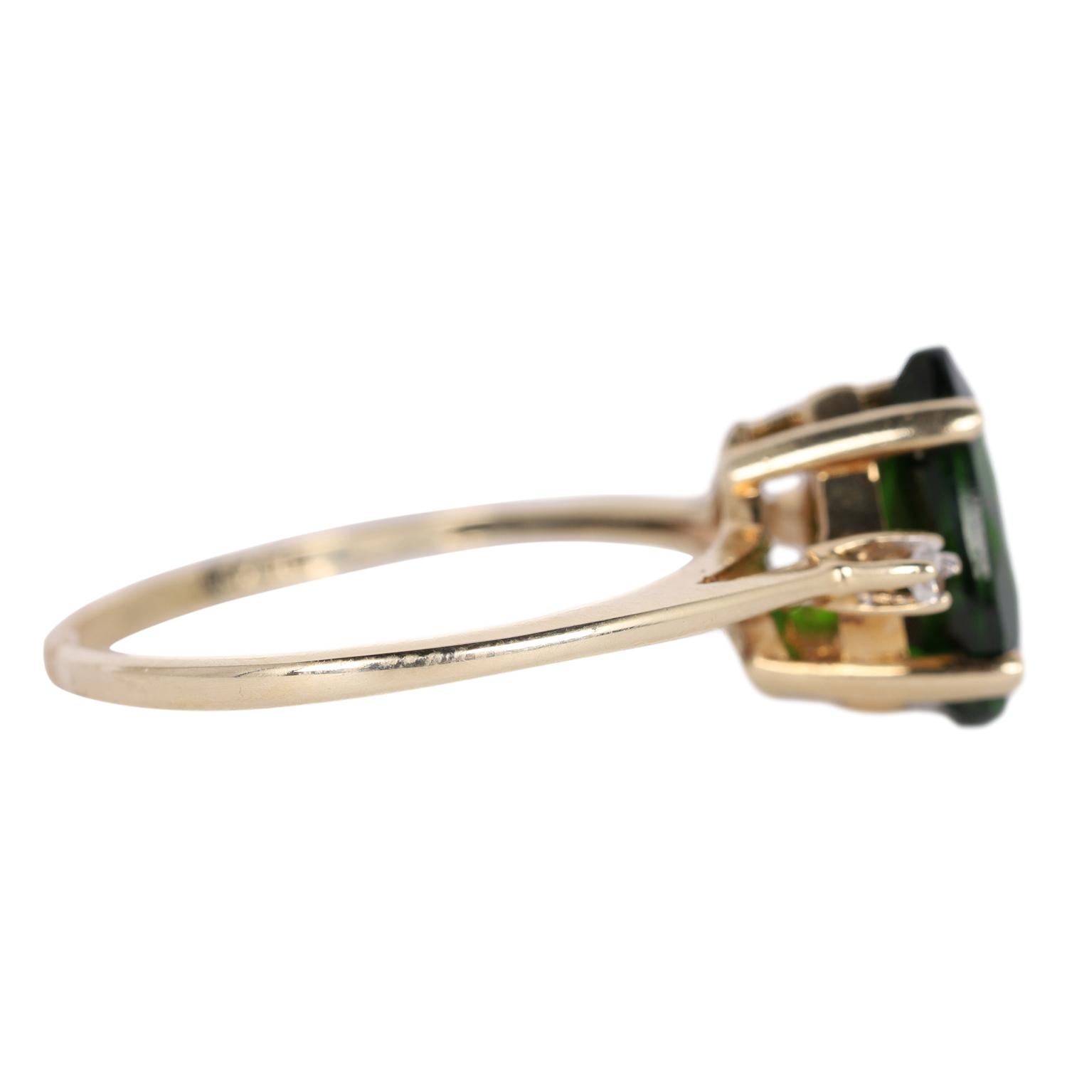 Emerald Cut Pear Lab Created and Diamond Ring Size 6.5  For Sale 1