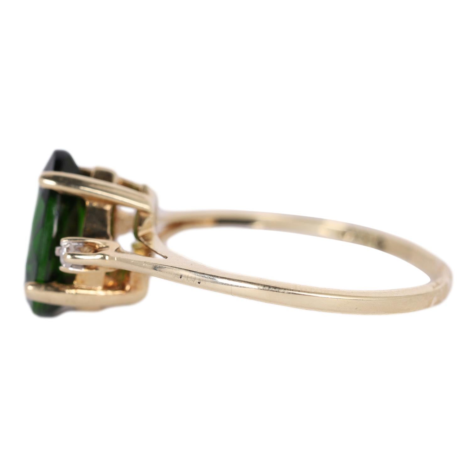 Emerald Cut Pear Lab Created and Diamond Ring Size 6.5  For Sale 2