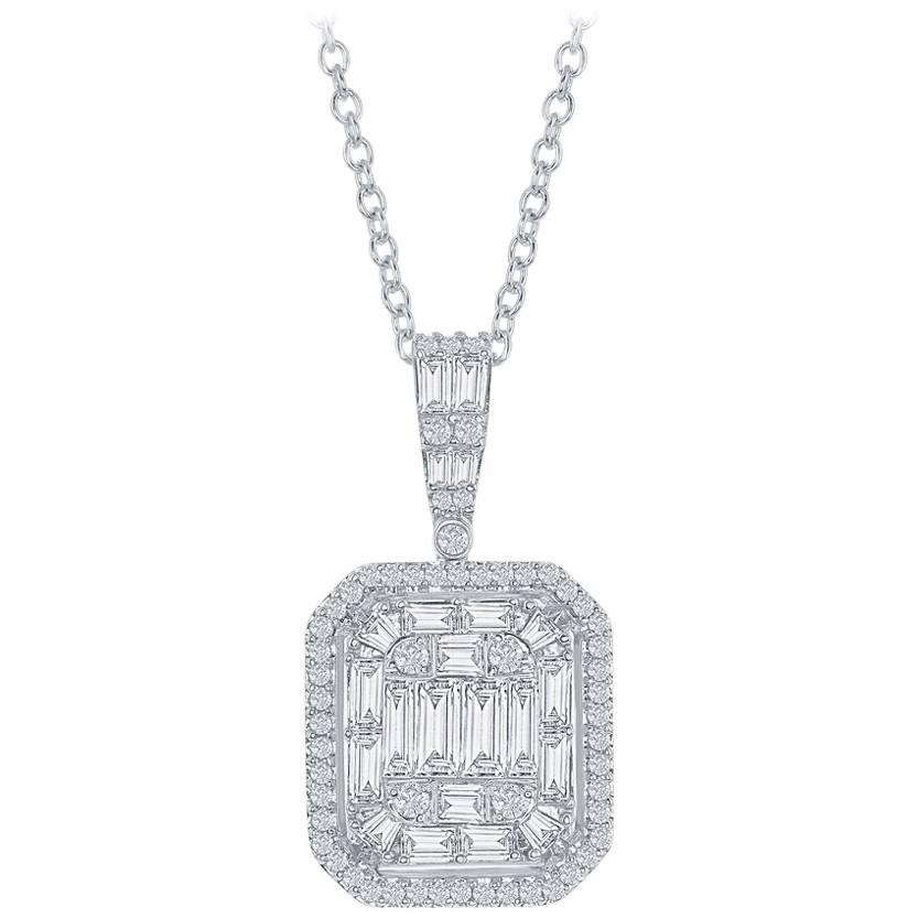 Anhänger mit Smaragdschliff aus 18 Karat Weißgold
