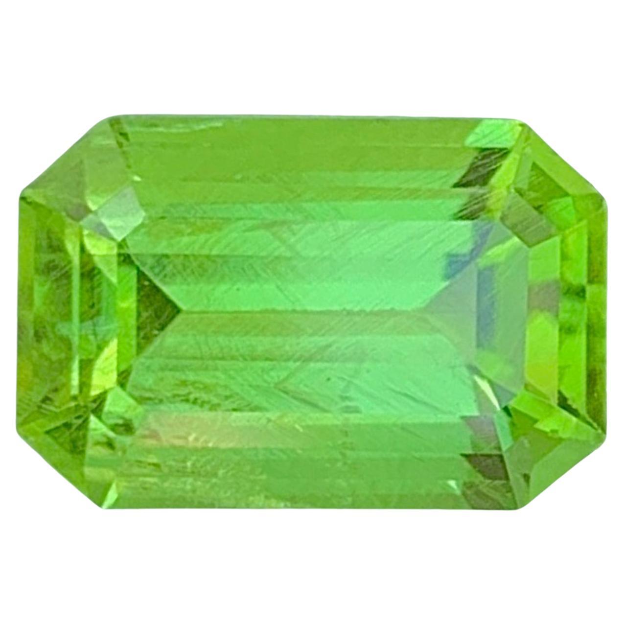 Emerald Cut Peridot Gemstone: Natural August Birthstone, Pakistan 3.83 CTs