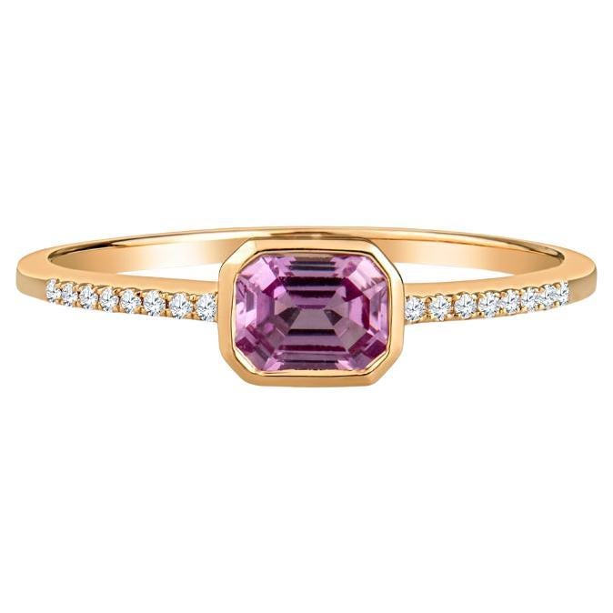Emerald Cut Pink Sapphire 14 Karat Rose Gold Stacking Ring at 1stDibs