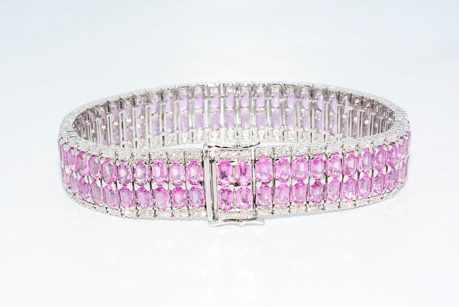pink sapphire bracelet white gold
