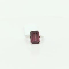 Emerald Cut Purple Spinel Solitaire Ring in Platinum