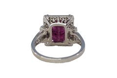 Emerald-Cut Ruby and Diamond Halo Filigree Ring