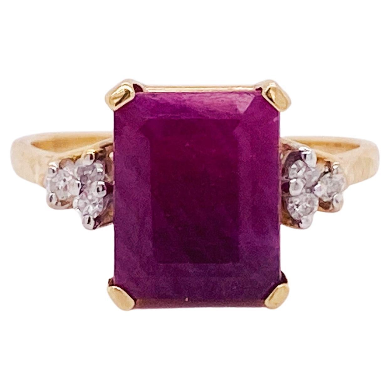 Emerald Cut Ruby and Diamond Ring 4.40 Carat Ruby in 14k Yellow Gold ...