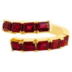 Emerald Cut Ruby Bypass Ring
