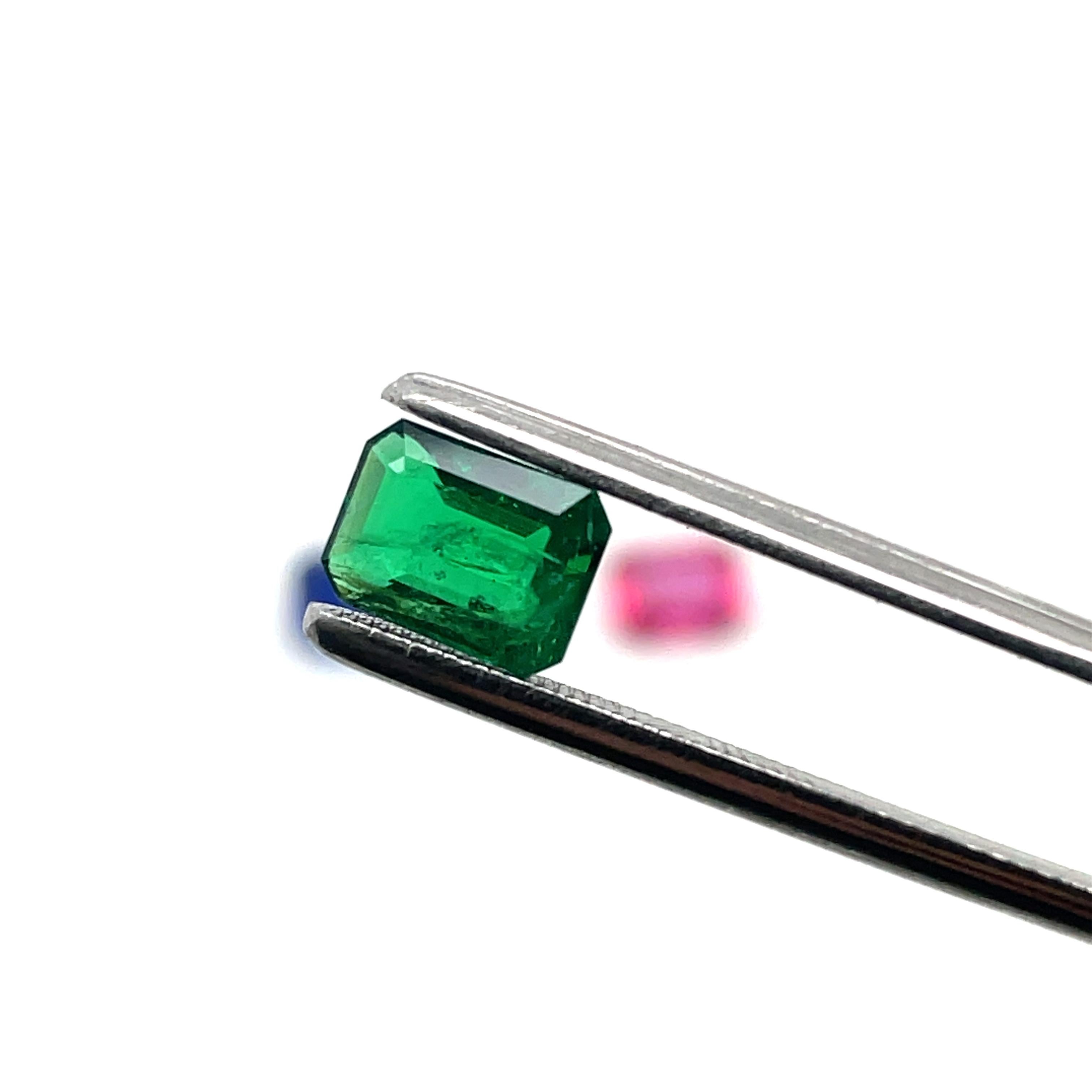 Emerald-Cut Ruby Cts 1.31 and Blue Sapphire Cts 2.16 and Emerald Cts 0.92 Loose  For Sale 5