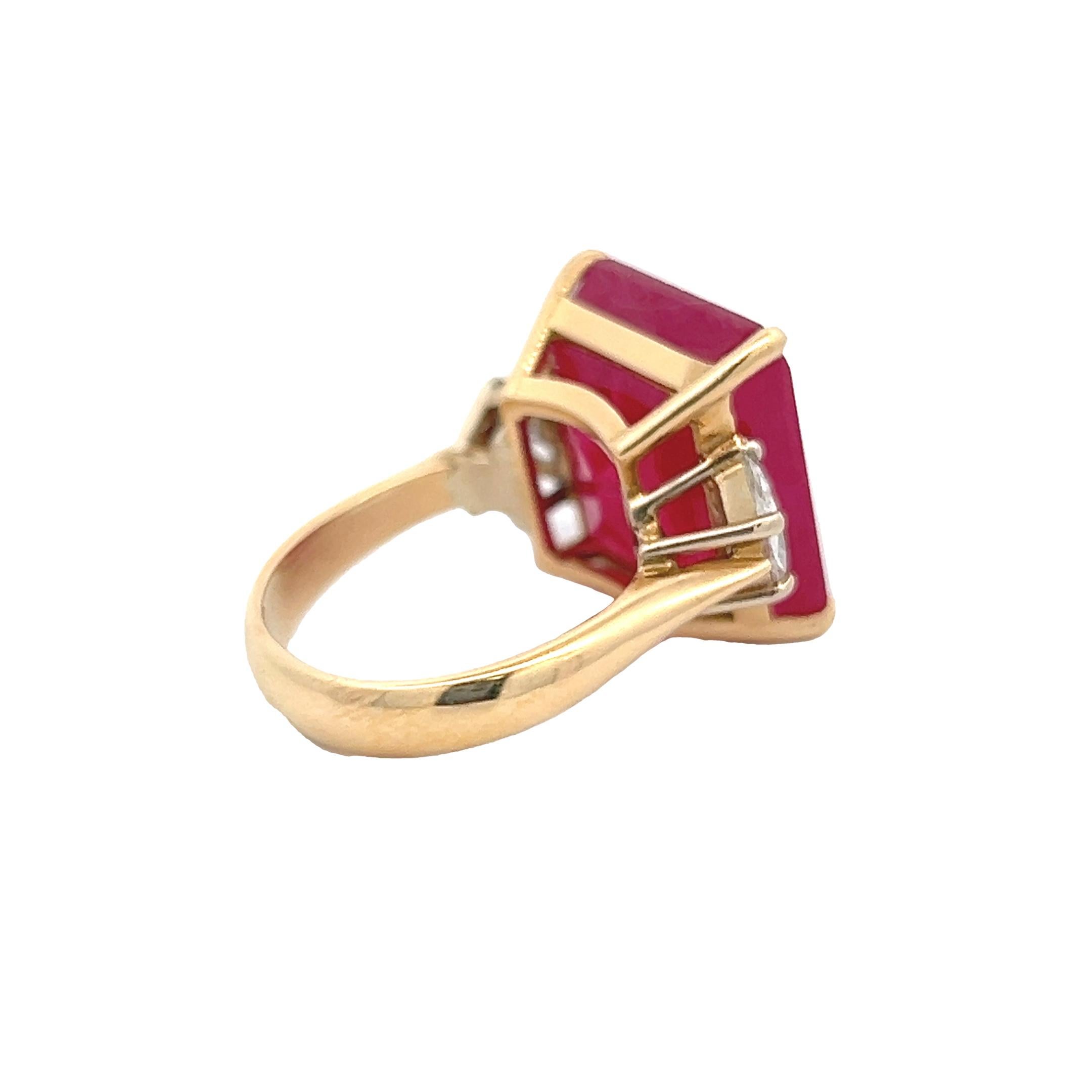 Smaragdschliff Rubin Ring Damen im Angebot