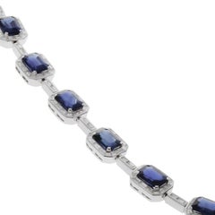 Emerald Cut Sapphire and Baguette Diamond Bracelet