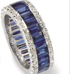 Bracelet à 2 rangées de diamants en saphir taille émeraude
