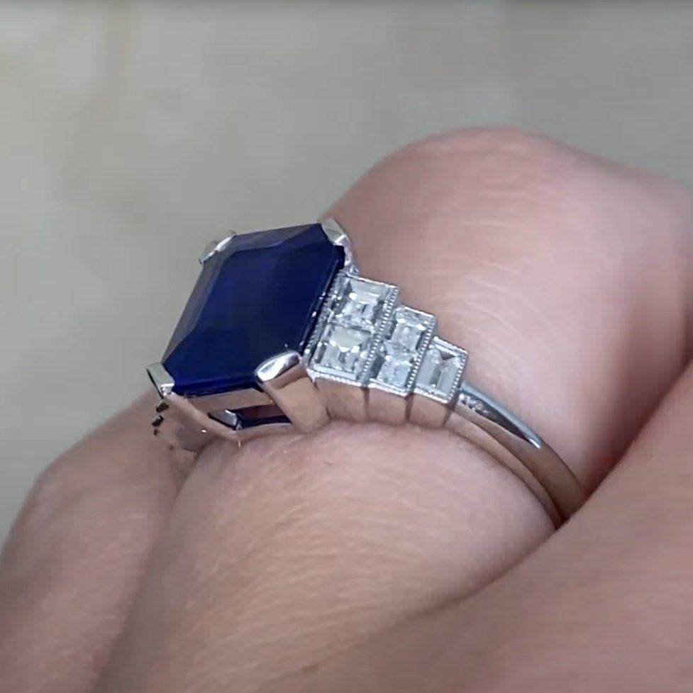 Women's Emerald Cut Sapphire East-West Ring (Approx. 2.5-Carats), Platinum For Sale