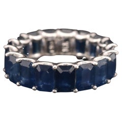 Emerald Cut Sapphire Engagement Ring, Sapphire Diamond Ring, Art Deco