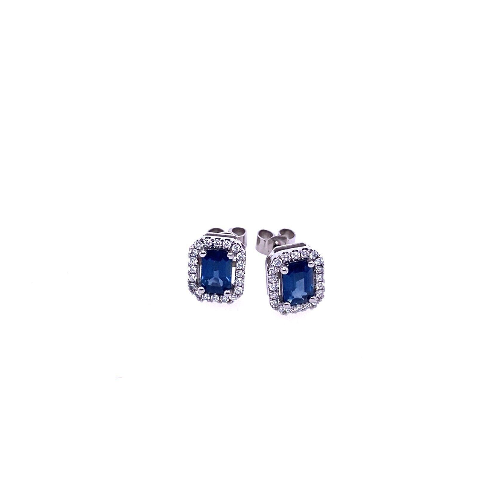Ohrringe mit 1,37 Karat Saphiren im Smaragdschliff und 0,33 Karat Diamanten, umgeben von Diamanten im Zustand „Neu“ im Angebot in London, GB