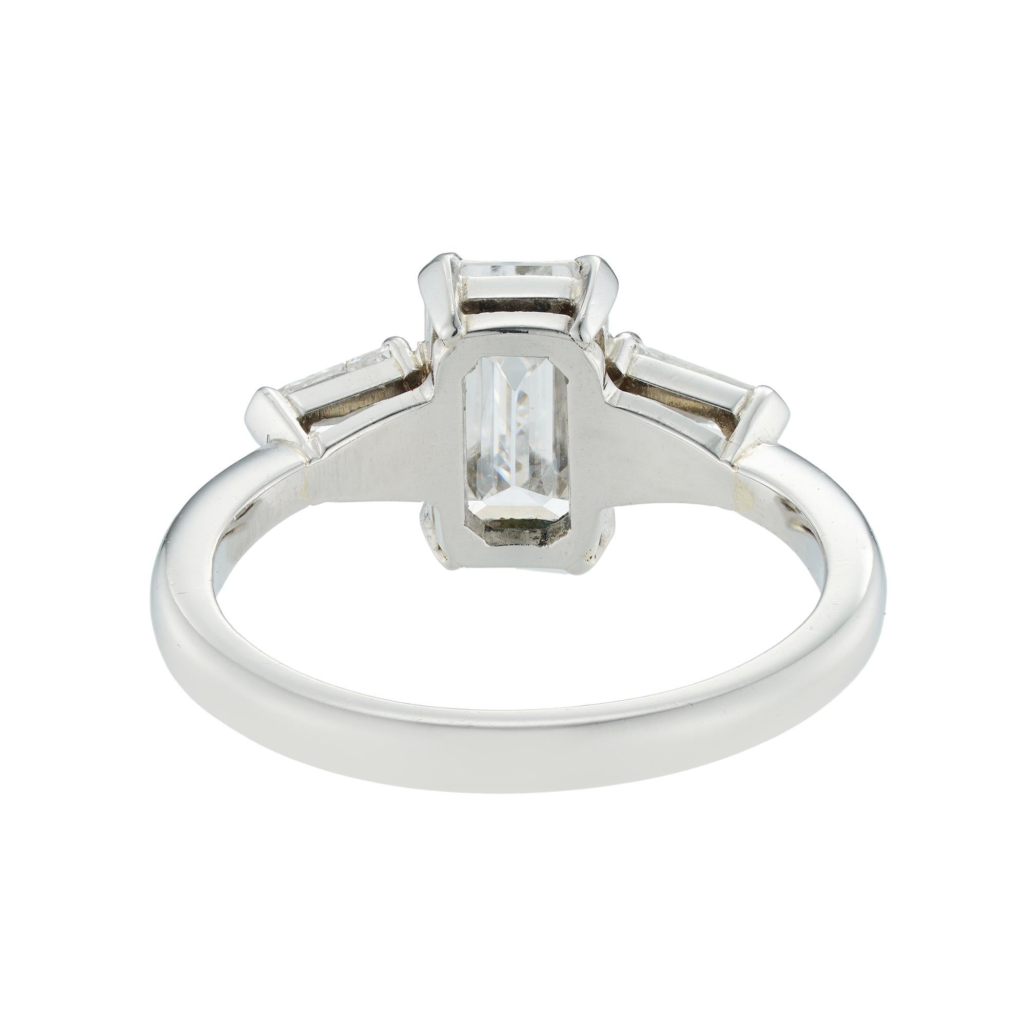 Emerald Cut GIA Certified 1.47 Carat Emerald-Cut Solitaire Diamond Ring For Sale
