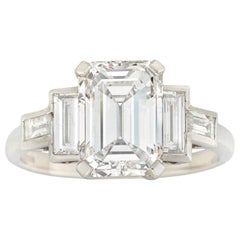 GIA Certified 3.16 Carat Emerald Cut Solitaire Diamond Ring