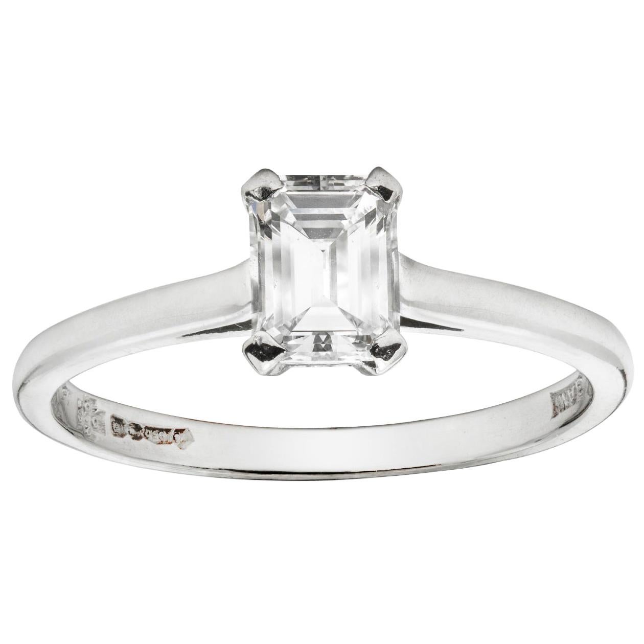 Emerald-Cut Solitaire Single Stone Diamond Ring
