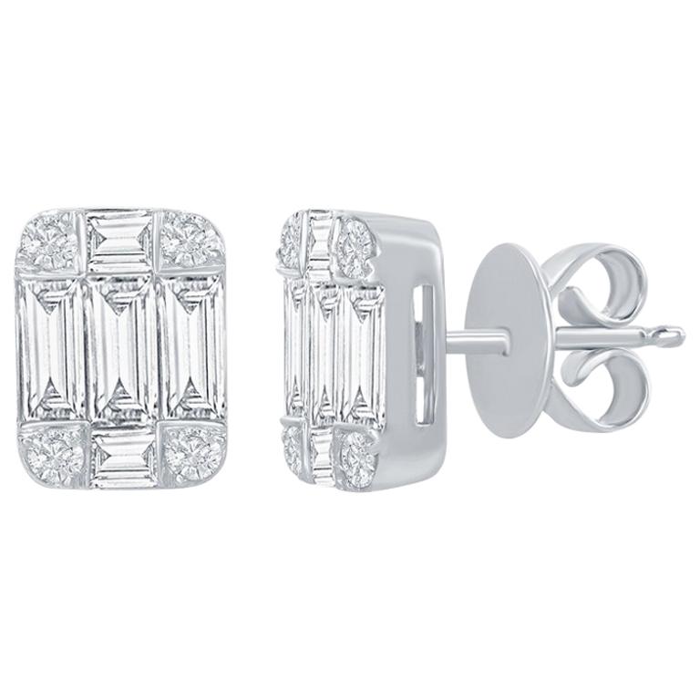 Emerald Cut Heart Studs