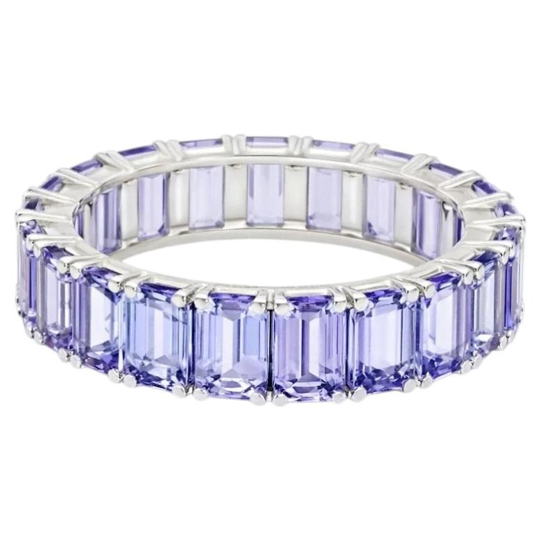 5.50ct Emerald-Cut Tanzanite Eternity Band Ring in 14K White Gold
