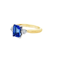 Emerald-Cut Tanzanite and Diamond Ring in 14K Two-Tone Gold 1.27ct Total