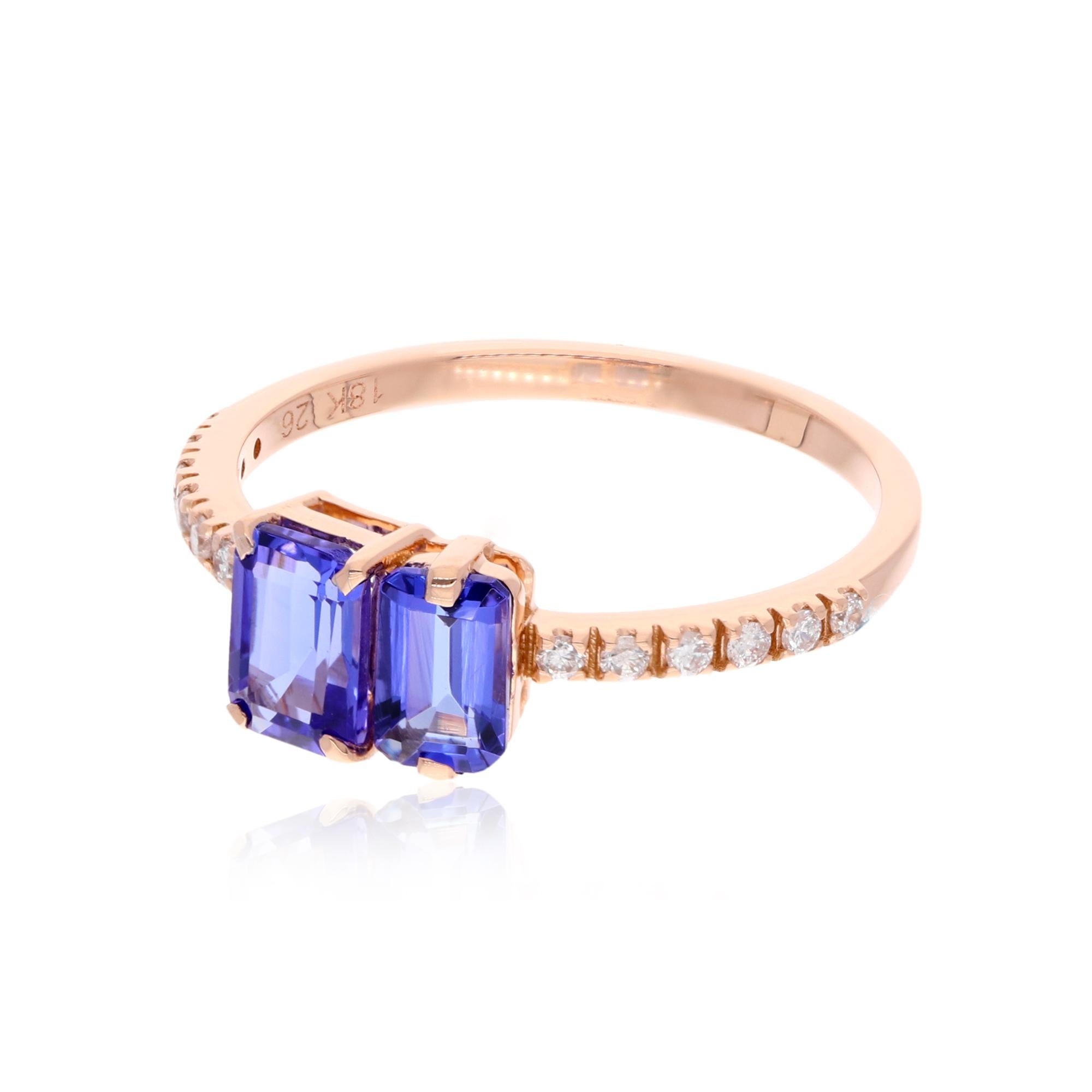 Item Code :- SER-22358
Gross Wt. :- 2.18 gm
18k Rose Gold Weight :- 1.93 gram
Diamond Weight :- 0.11 Carat
Tanzanite Weight :- 1.12 Carat
Ring Size :- 7 US & All size available

✦ Sizing
.....................
We can adjust most items to fit your