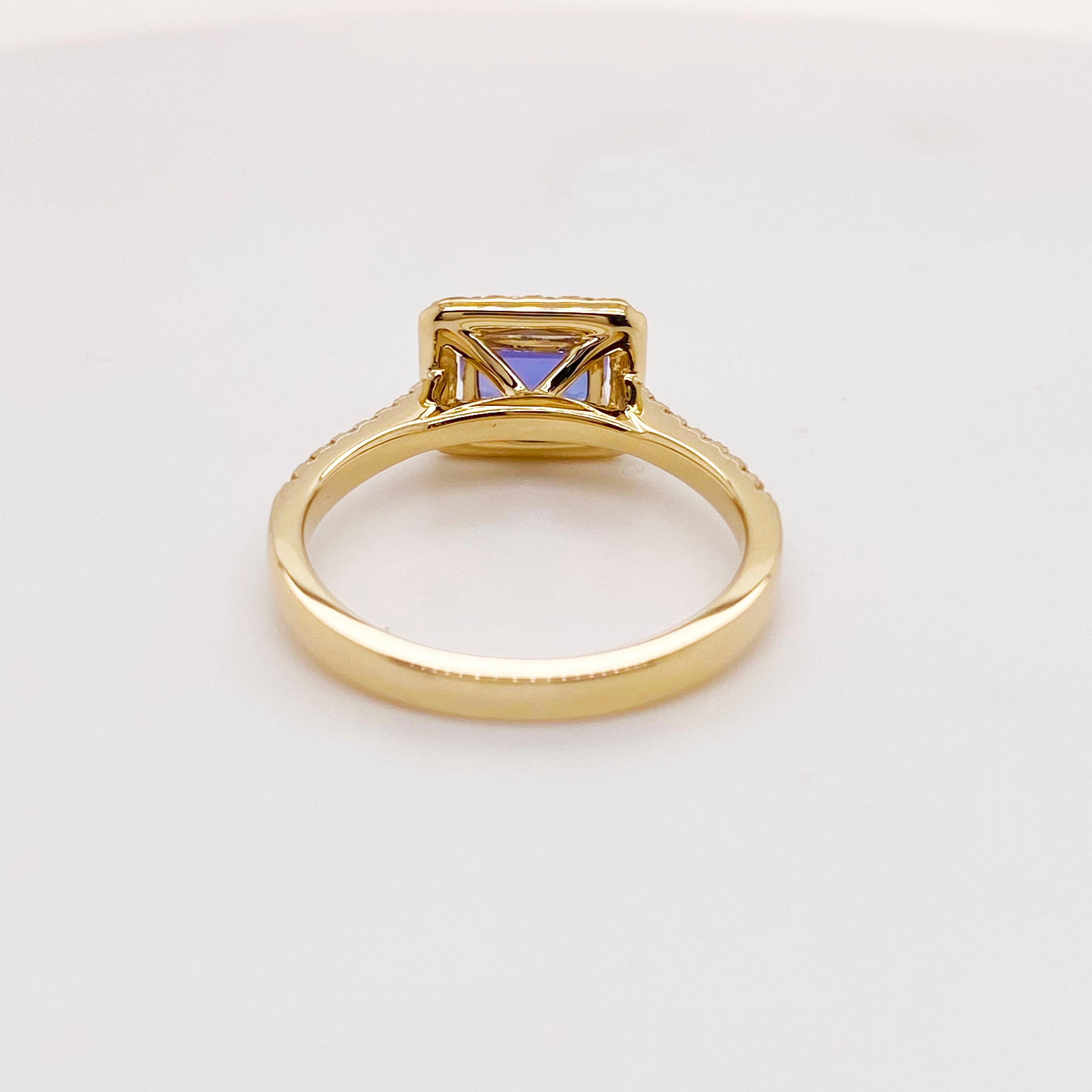 in vendita:  Anello aureola di tanzanite con diamante incastonato da est a ovest, tanzanite di smeraldo 3