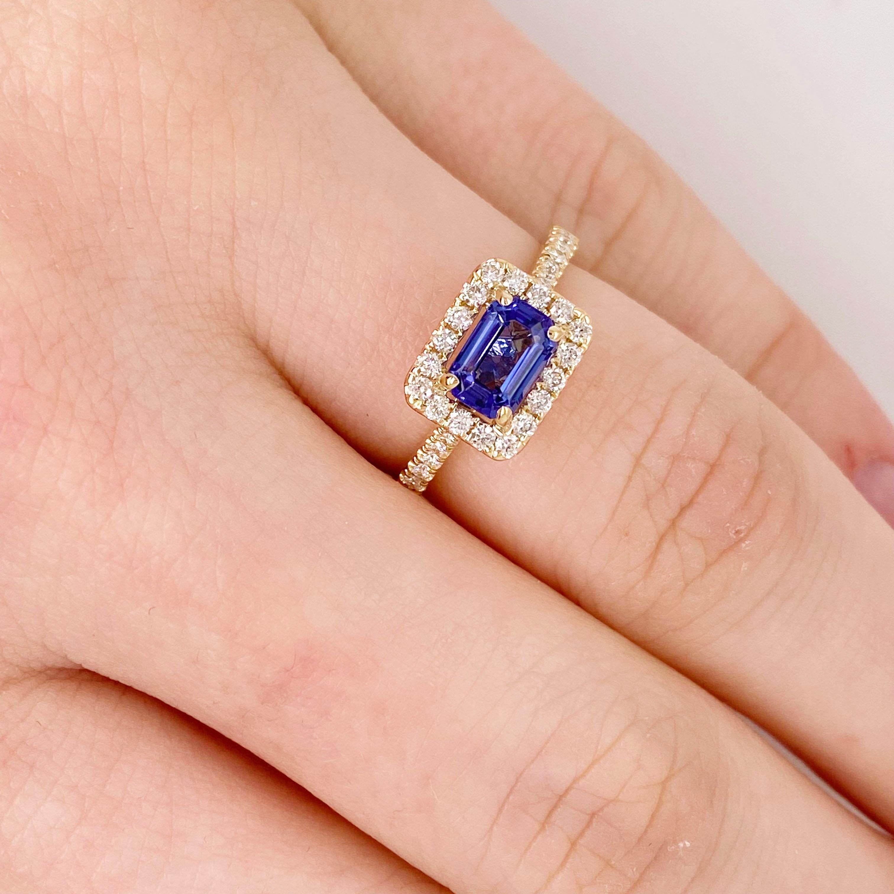 in vendita:  Anello aureola di tanzanite con diamante incastonato da est a ovest, tanzanite di smeraldo 4