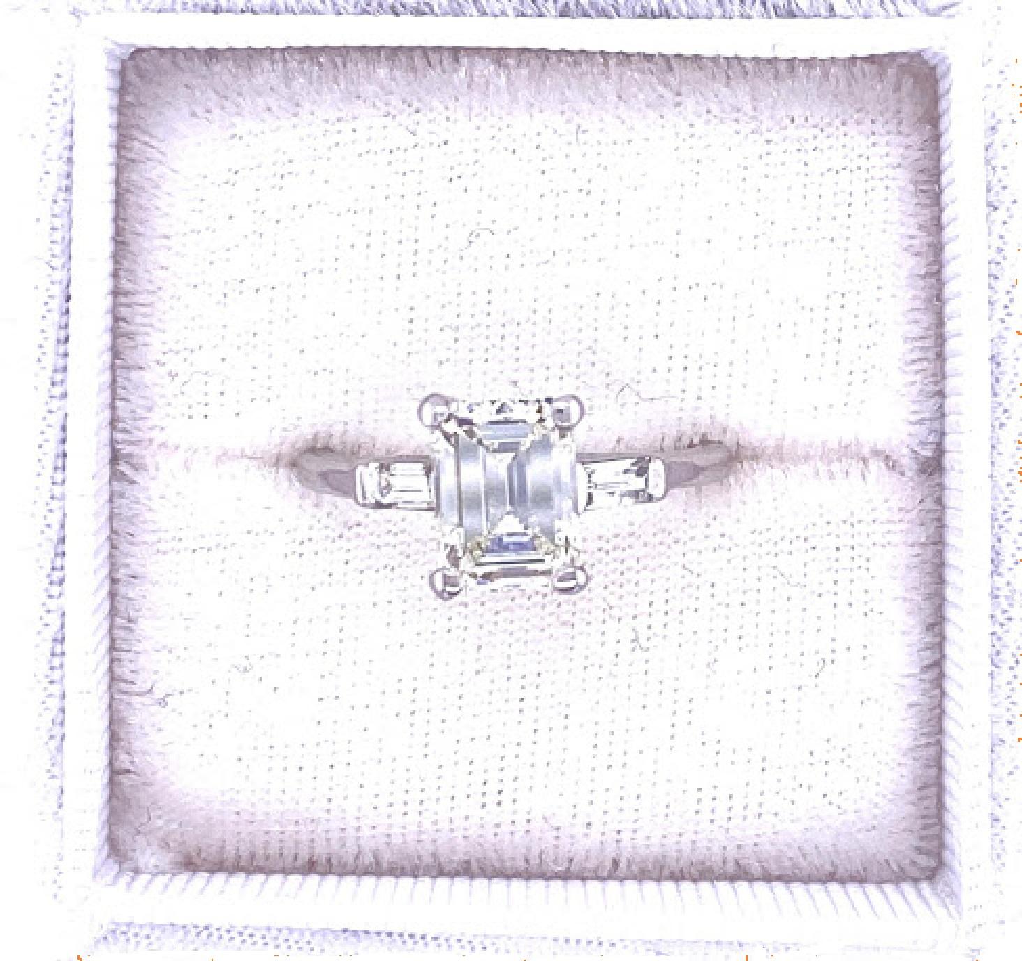 Emerald Cut Three-Stone Engagement Ring 1